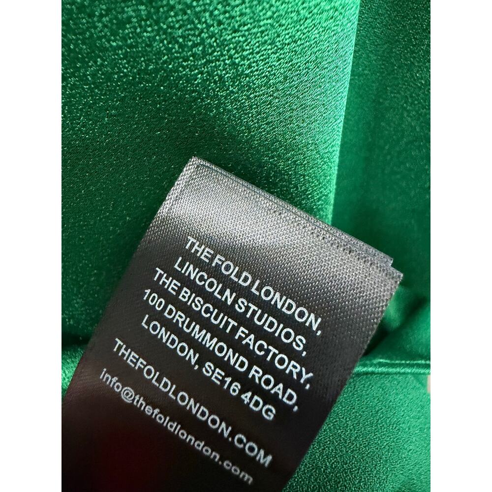 The Fold Ocana Satin Long Sleeve Blouse Deep Emerald Women's 14 New Elegant - Picture 9 of 13